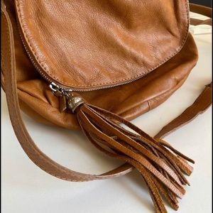 Genuine Italian Leather Crossbody Purse with Tassel